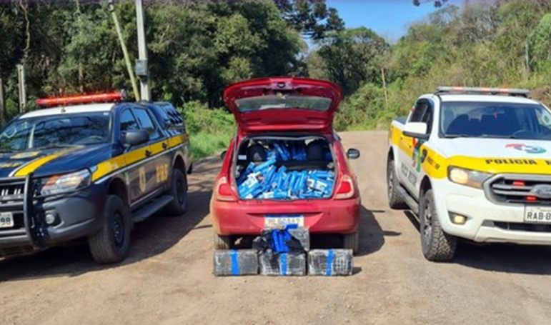 Ação conjunta PRF e PMRv apreende maconha e cigarros contrabandeados