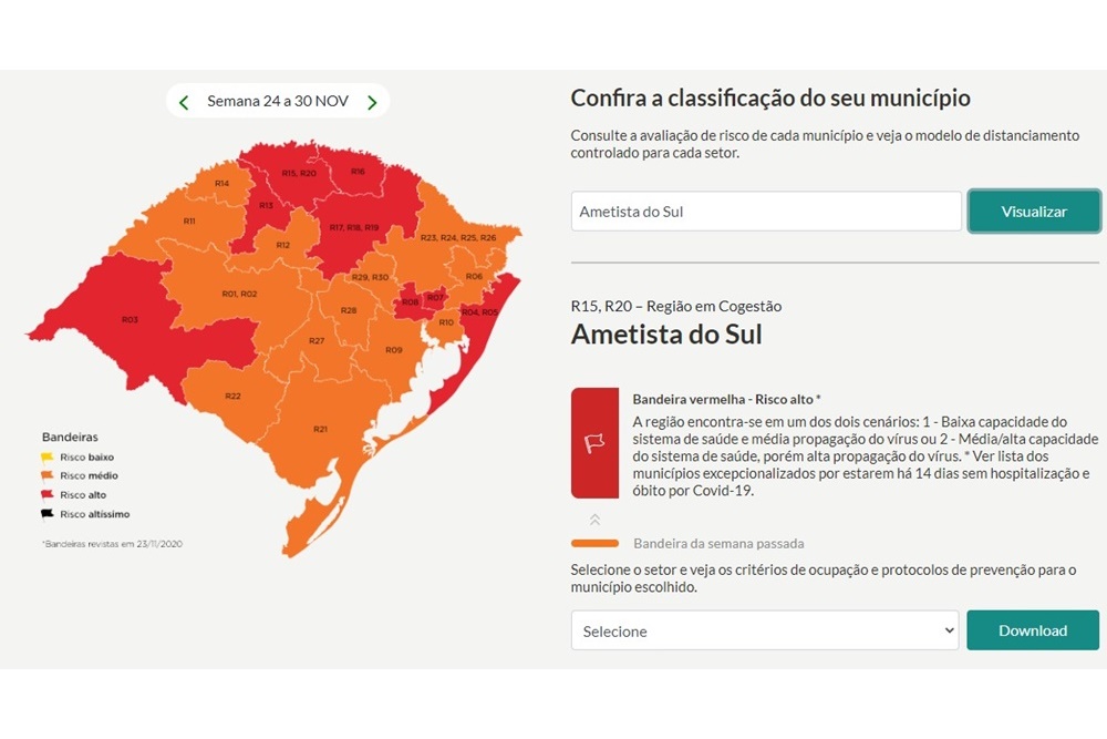 Mapa definitivo da 29ª rodada do Distanciamento Controlado traz oito regiões em vermelho