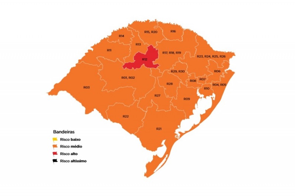 RS fica com uma bandeira vermelha na 25ª rodada do Distanciamento Controlado