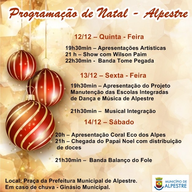 Definida Programação de Natal do Município de Alpestre.