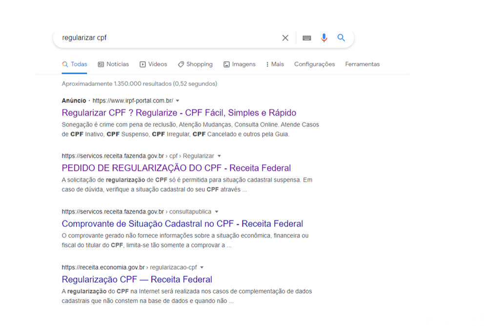 Site aplica golpe em pessoas que buscam regularização de CPF, alerta Receita Federal