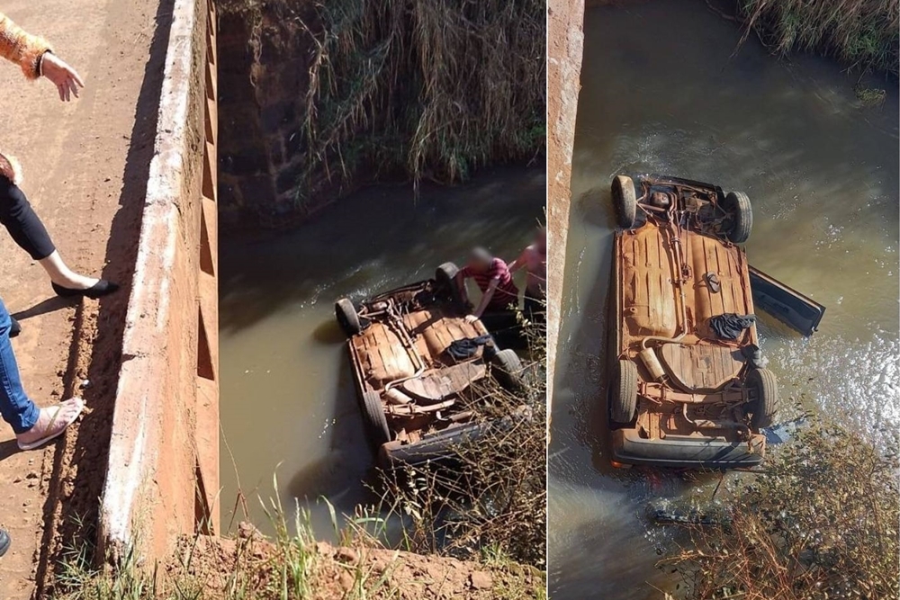 Veículo cai de ponte e família é salva por moradores no interior de Humaitá