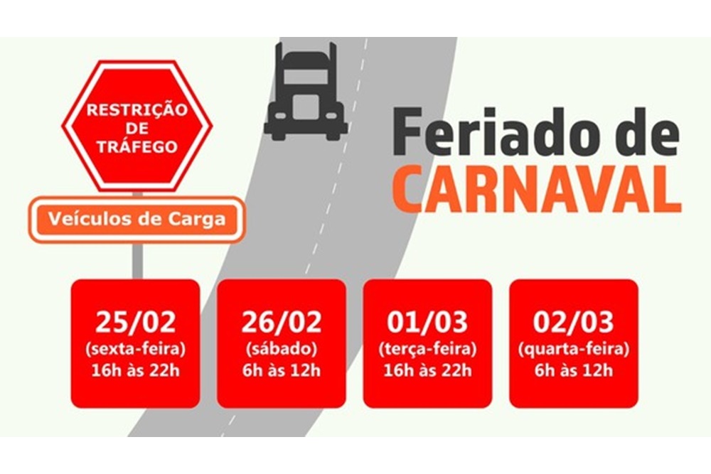 Caminhões têm restrição de tráfego no feriado de Carnaval no RS